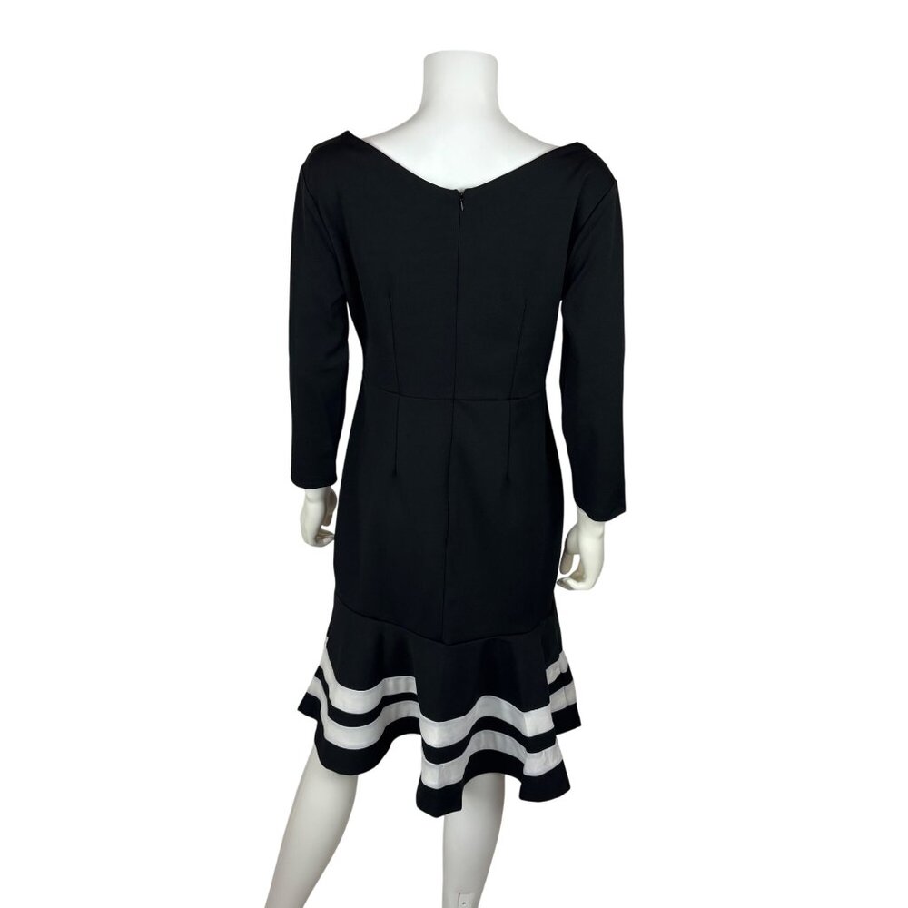 ACEVOG Black White Dress Womens Large NWT Retro Wiggle Striped Tiered Skirt - Picture 8 of 10